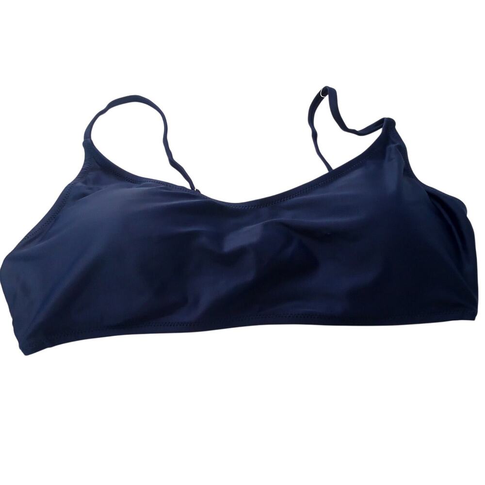 Realeaf Navy Blue Bikini Top Scoop Neck Adjustable Spaghetti Strap Women’s Large